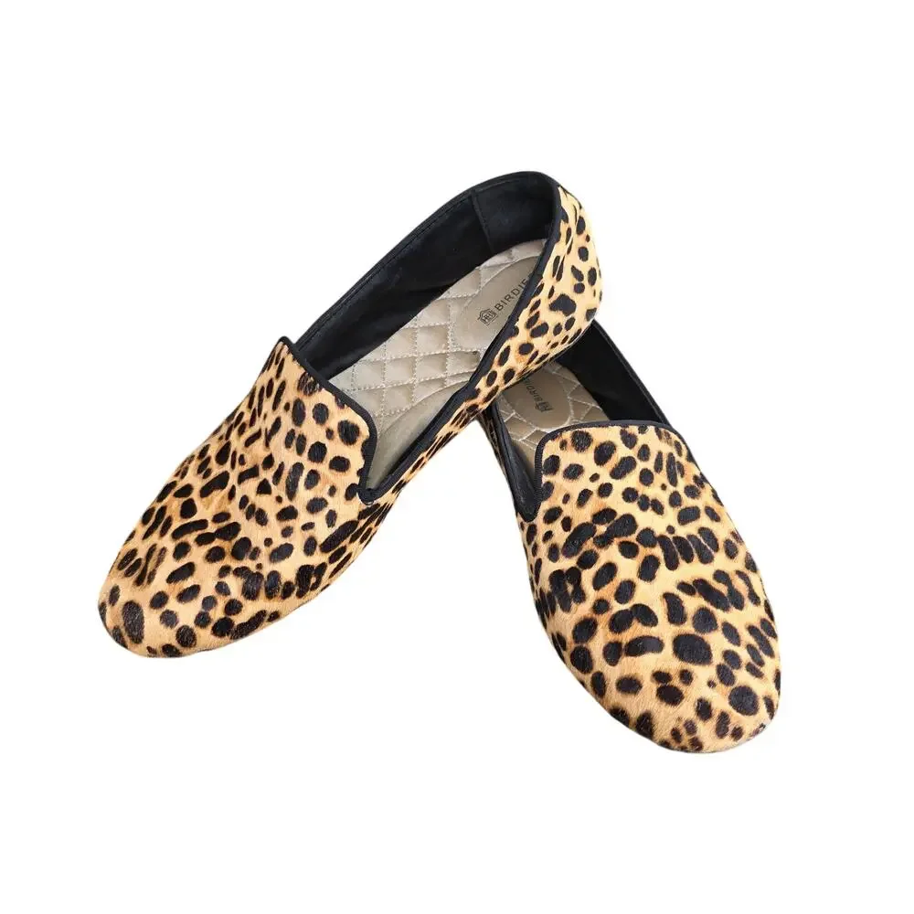 Birdies The Starling Flats Leopard Print Haircalf Size 9